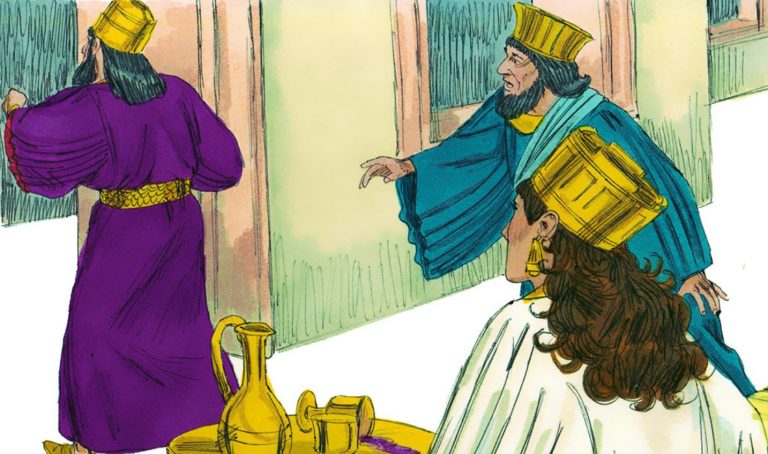 the banquet of wine in his wrath went into the palace garden: and Ham