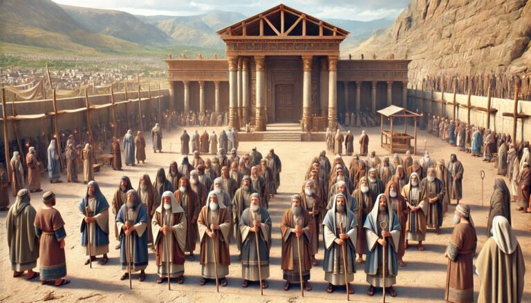 Two hundred and twelve gatekeepers stand in order at the sacred entrance, arranged by family lineage, ready to fulfill their duty.