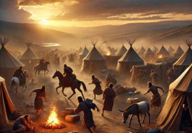 Syrian soldiers flee their camp in fear at dusk, leaving behind tents, animals, and equipment.