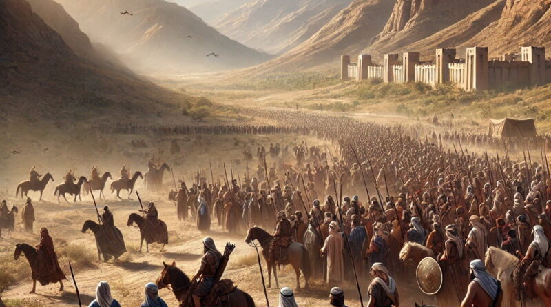 The Moabites gather armed at the border, ready to face the kings in battle.