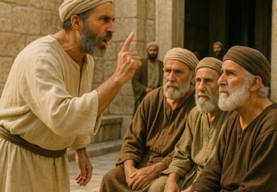 Nehemiah rebuking the leaders in Jerusalem for neglecting the house of God.