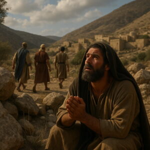 Save Me, O God, by Thy Name - Holy Bible | Evangelium Of Grace David hides among rocks, praying desperately while men search for him in a distant village.
