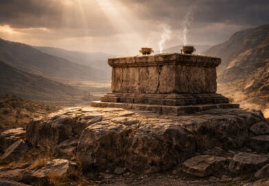 A symbolic biblical scene representing God’s righteous judgment and sovereign authority as described in Psalm 75.