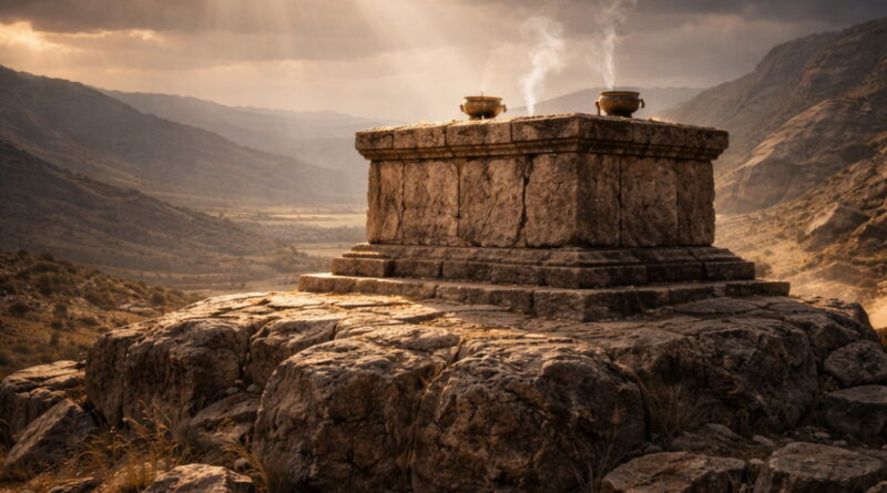 A symbolic biblical scene representing God’s righteous judgment and sovereign authority as described in Psalm 75.