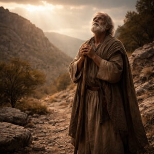 An elderly man in biblical-era clothing standing in quiet trust before God, reflecting lifelong faith and reliance described in Psalm 71.