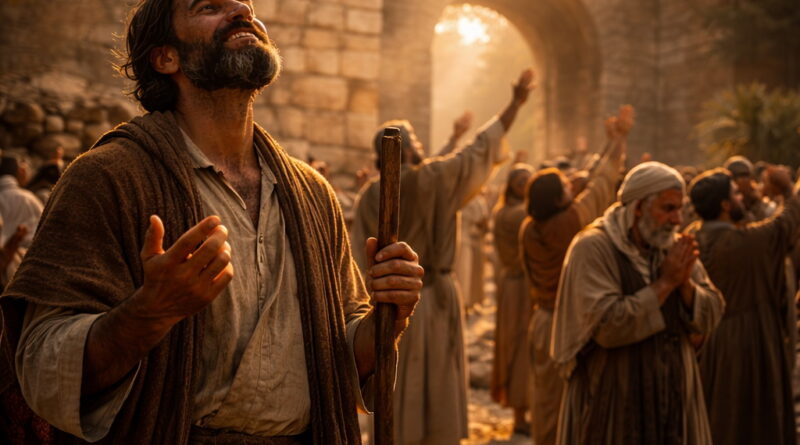 Israelites praising God near Jerusalem gates reflecting Psalm 118
