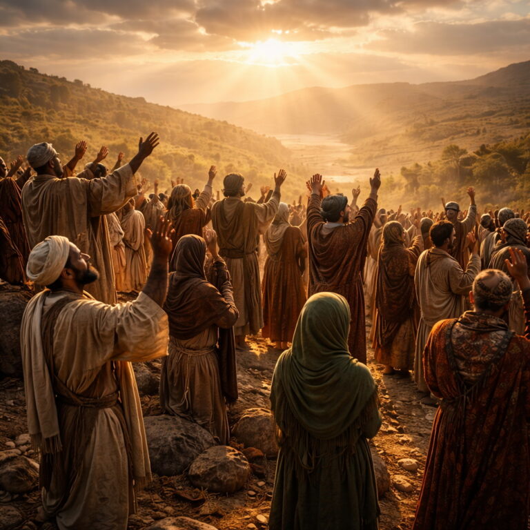 All Nations Praise the LORD - Holy Bible | Evangelium Of Grace People from many nations praising God in ancient setting reflecting Psalm 117