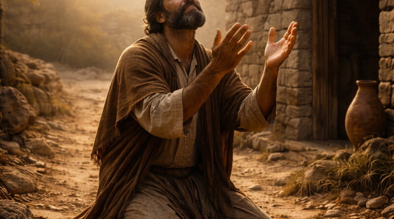 Man praying and receiving hope in ancient Israel reflecting Psalm 116