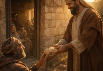 Righteous man showing generosity in ancient Israel reflecting Psalm 112