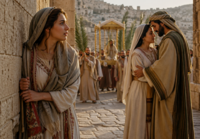 Bride seeking and finding her beloved in a biblical-era setting, inspired by Song of Solomon 3