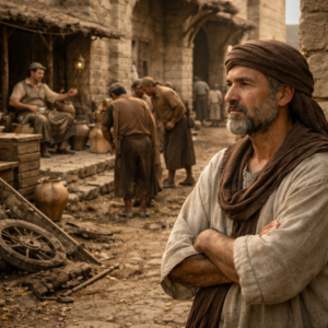 Biblical-era scene of disorder and reflection showing the message of Ecclesiastes 10 about folly and wisdom