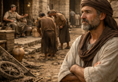 Biblical-era scene of disorder and reflection showing the message of Ecclesiastes 10 about folly and wisdom