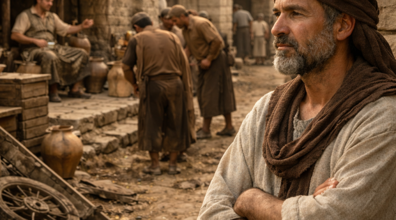 Biblical-era scene of disorder and reflection showing the message of Ecclesiastes 10 about folly and wisdom