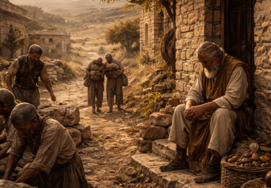 Biblical-era figures facing oppression, loneliness, and companionship, reflecting the message of Ecclesiastes 4
