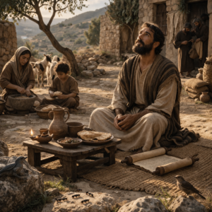 Ancient biblical scene showing humility, daily provision, and trust in God’s pure word inspired by Proverbs 30