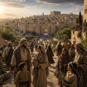 The people of Jerusalem living in peace and security under God's protection in Isaiah 33.