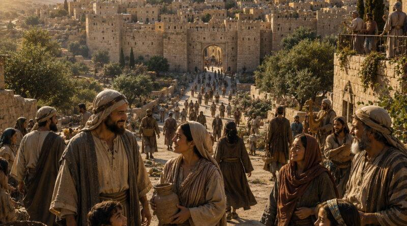 The people of Jerusalem living in peace and security under God's protection in Isaiah 33.