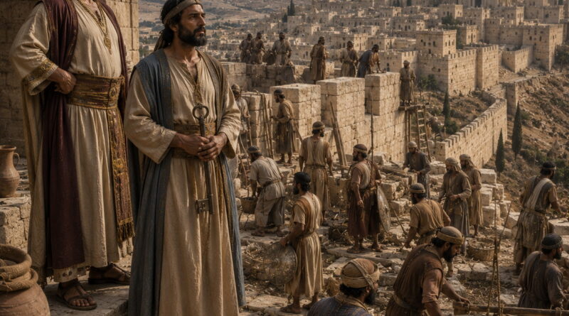 Ancient Jerusalem under warning as leaders and citizens trust city defenses in the context of Isaiah 22.