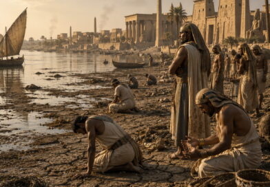 Ancient Egypt humbled beside the Nile, reflecting judgment and restoration in Isaiah 19.